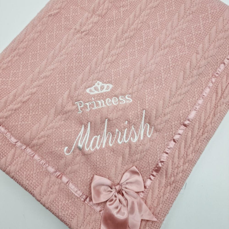 Personalised Rose Gold/Baby Blue/Navy Blue Sherpa Fleece Baby Blanket