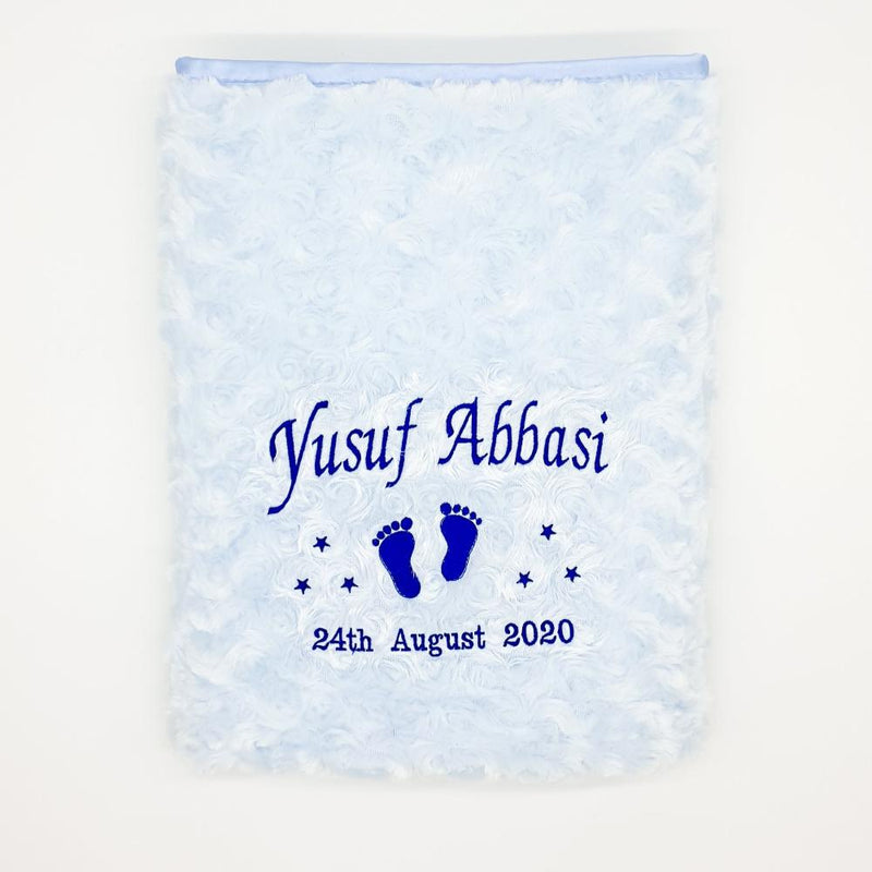 Personalised Unisex New Baby Blanket, Boy, Girl Blanket - Feet Design